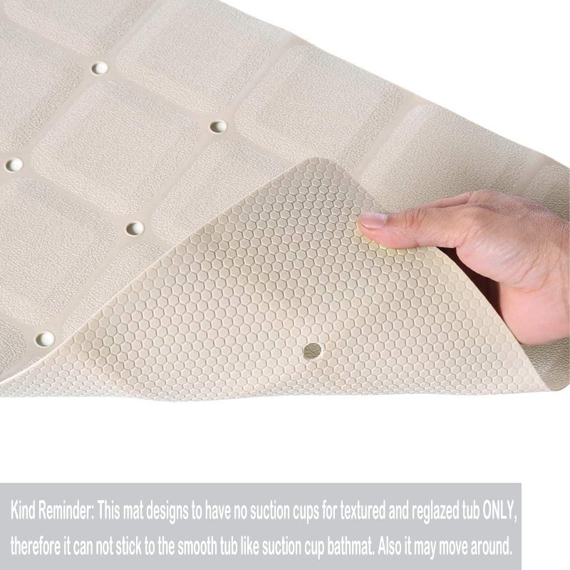Webos Foldable Non Slip Silicon Bath Mat Bathtub mat no Suction Cups for Textured Tub and Reglazed Tub(Foldable-Beige, 28-inch x 14-inch) - Image 3